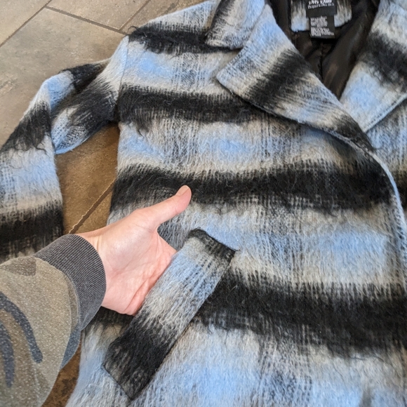 Me Jane Wool Blend Whimsical Dressy Coat Size S Blue & Black - Picture 6 of 10